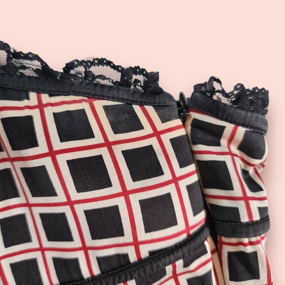 Bebe corset bustier geometric print lace trim strapless top size L - Picture 6 of 9